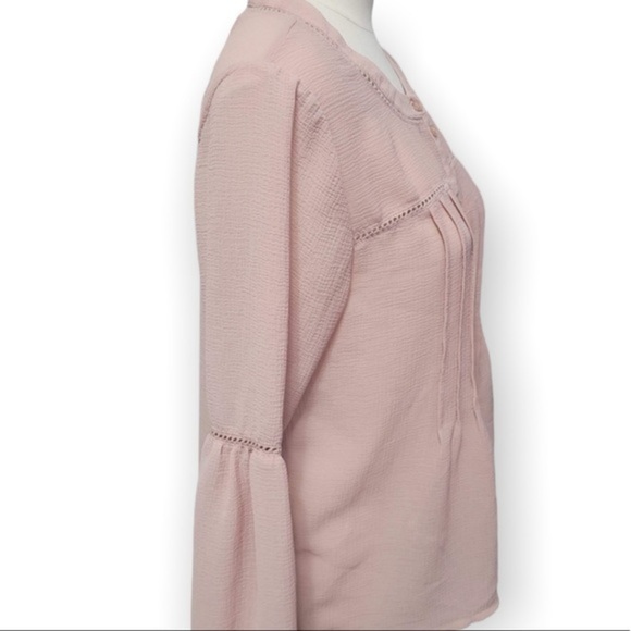 Maurices Blush Crepe Pintuck Peasant Blouse NWOT - Picture 3 of 5